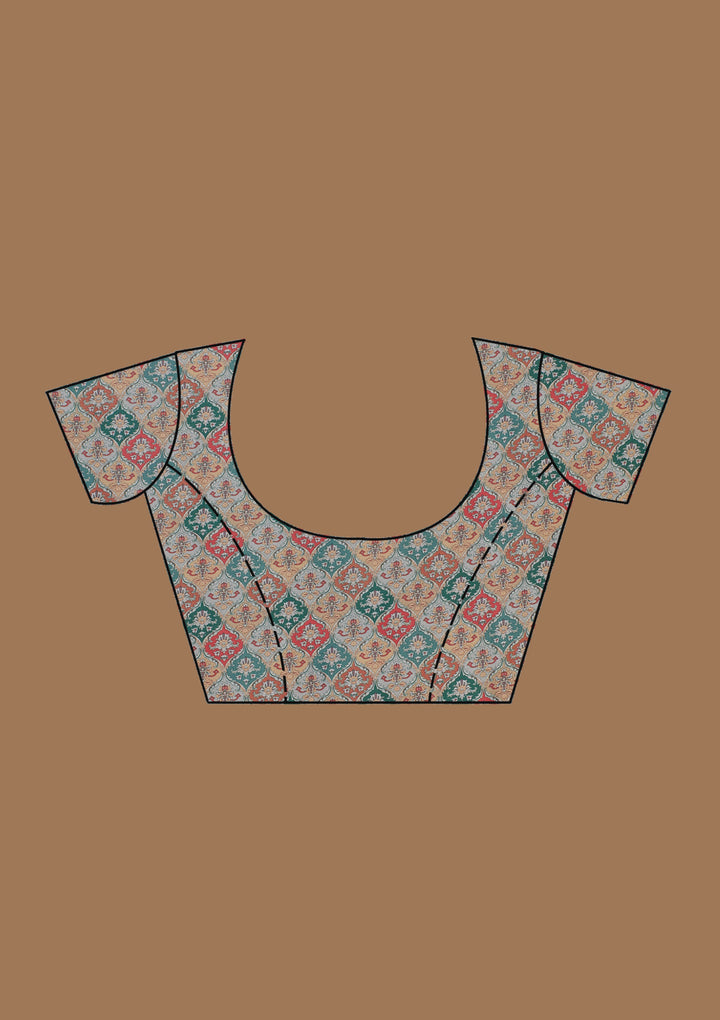 Grey Printed Tissue Saree