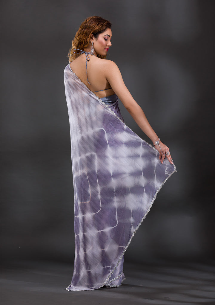 Grey Stonework Shimmer Georgette Saree