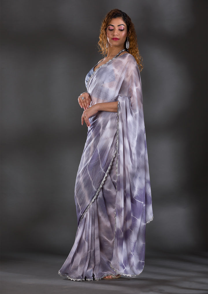 Grey Stonework Shimmer Georgette Saree