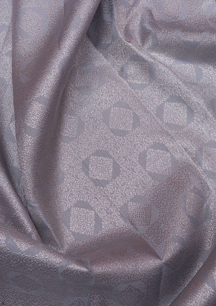 Grey Silver Zariwork Kanjivaram Pure Silk Saree