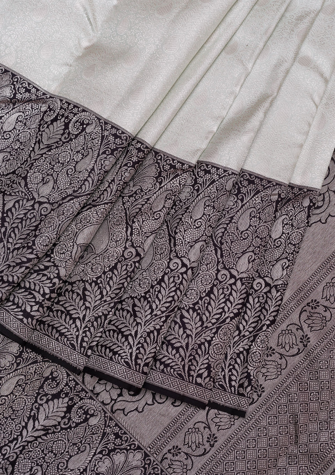 Grey Silver Zariwork Pure Silk Saree