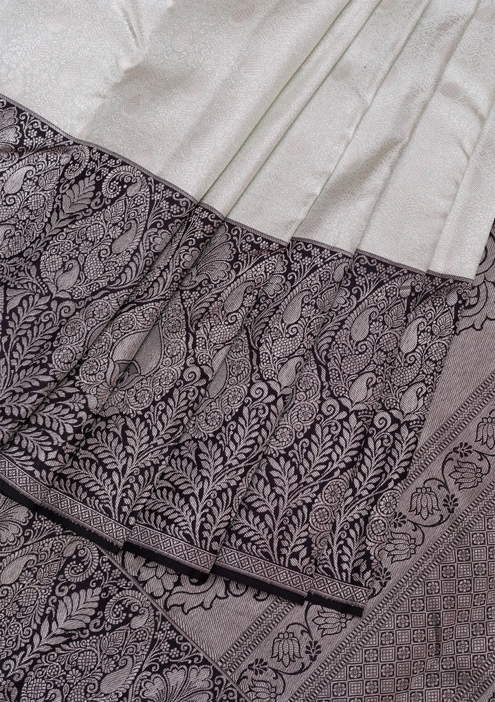 Grey Silver Zariwork Pure Silk Saree