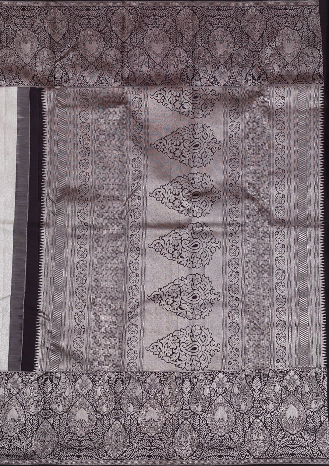Grey Silver Zariwork Pure Silk Saree