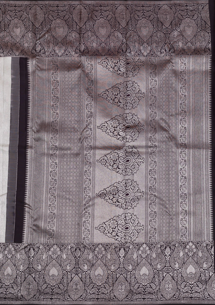 Grey Silver Zariwork Pure Silk Saree
