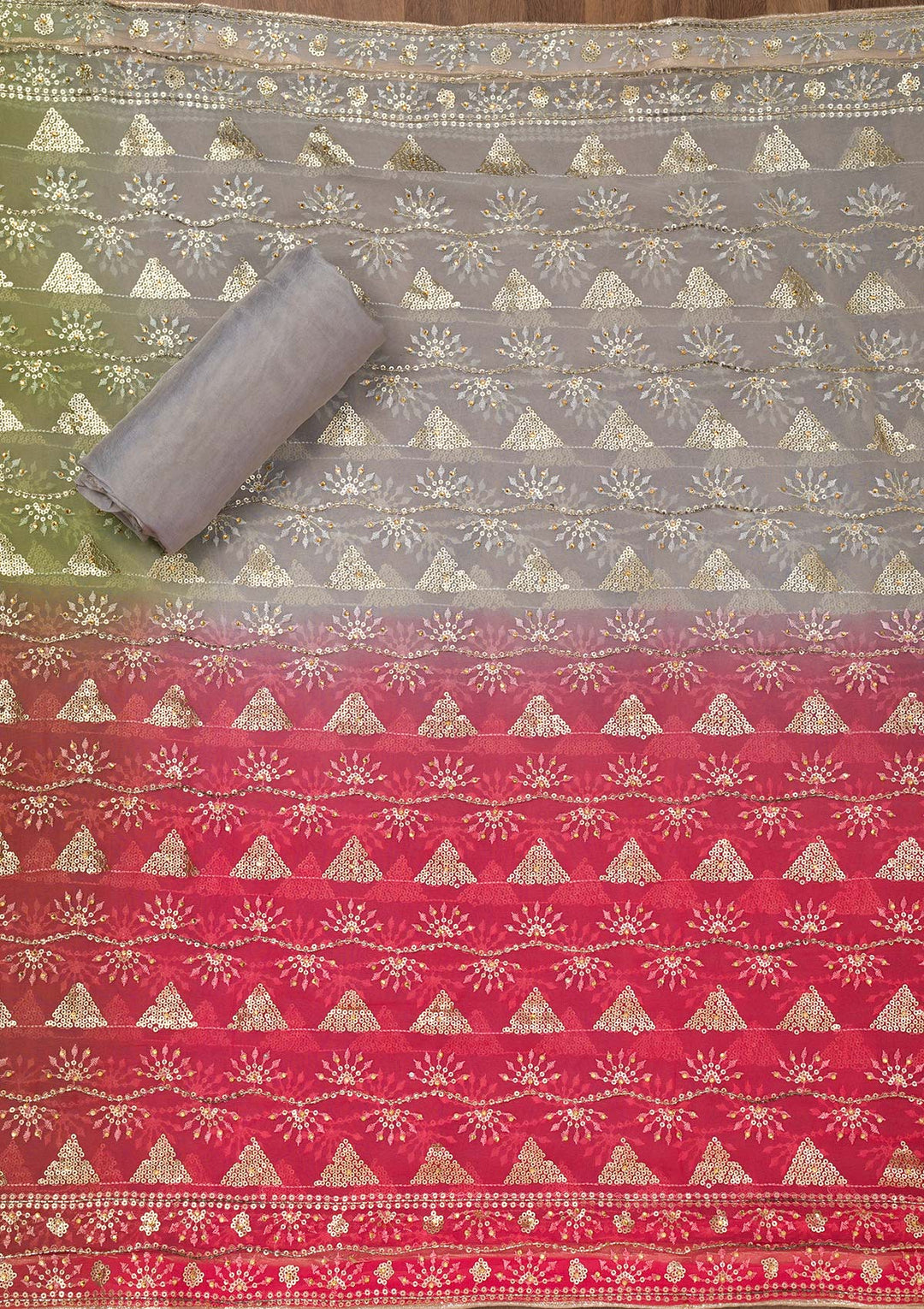 Grey Stonework Georgette Unstitched Salwar Suit