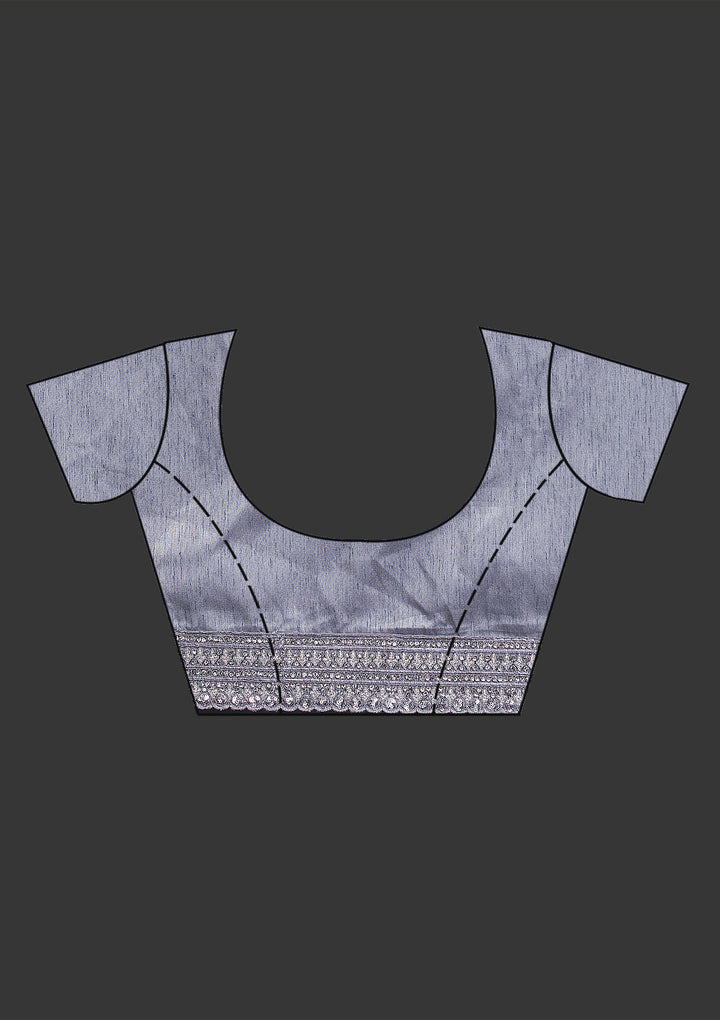 Grey Stonework Lycra Saree