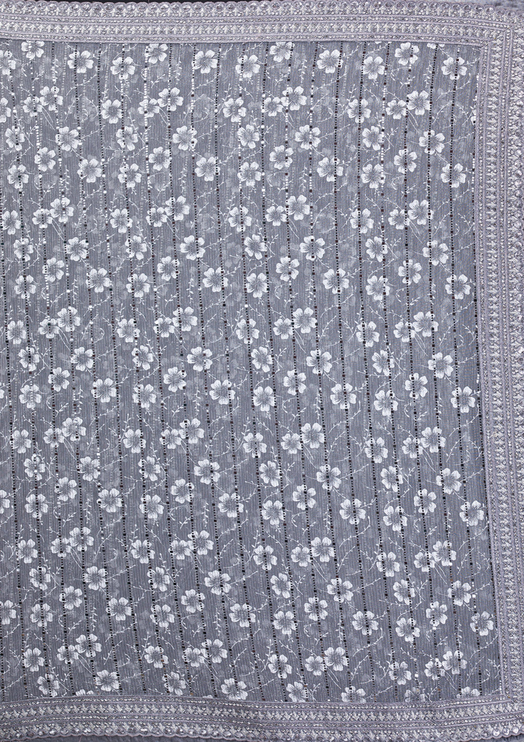 Grey Stonework Lycra Saree