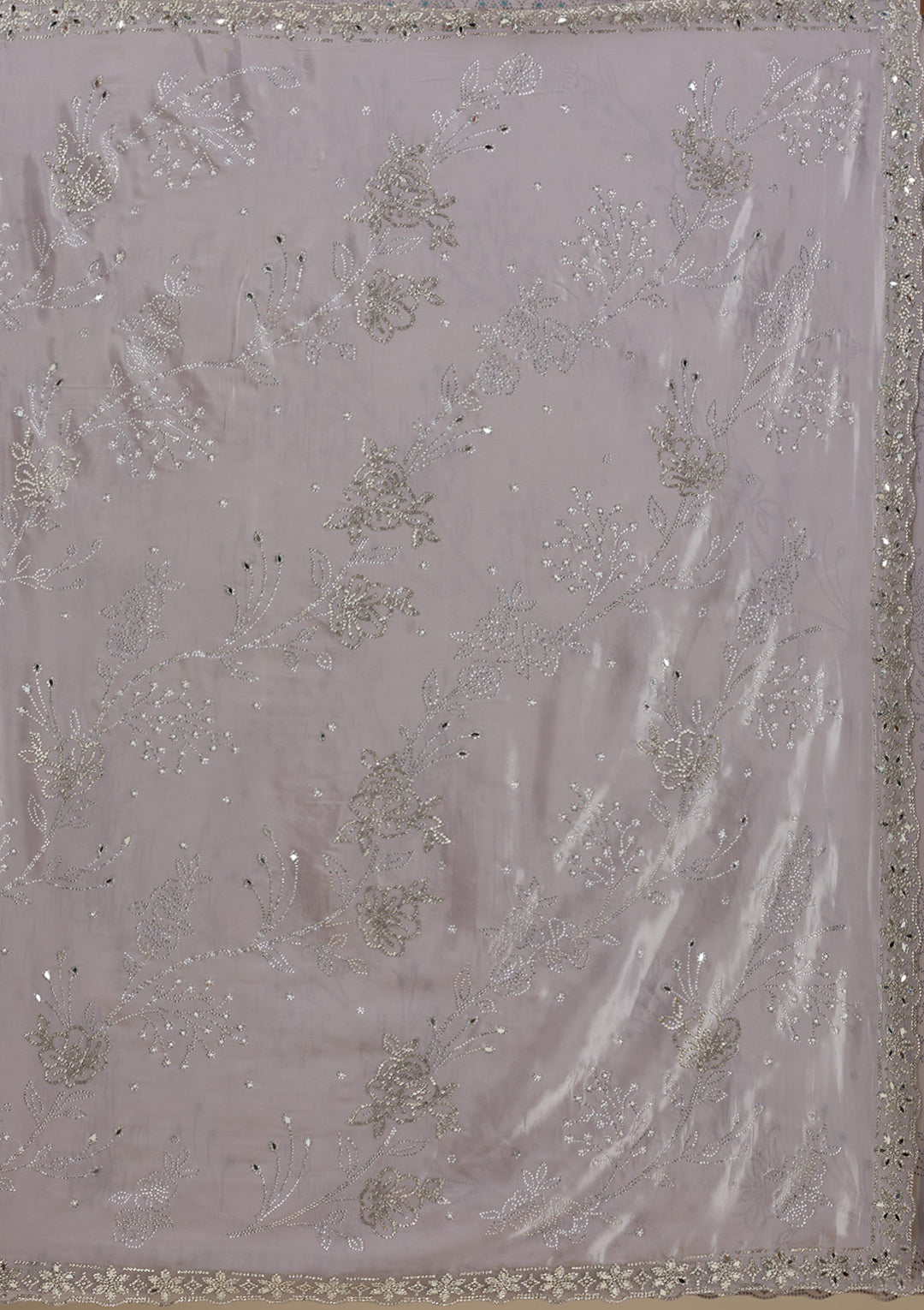 Grey Stonework Satin Saree