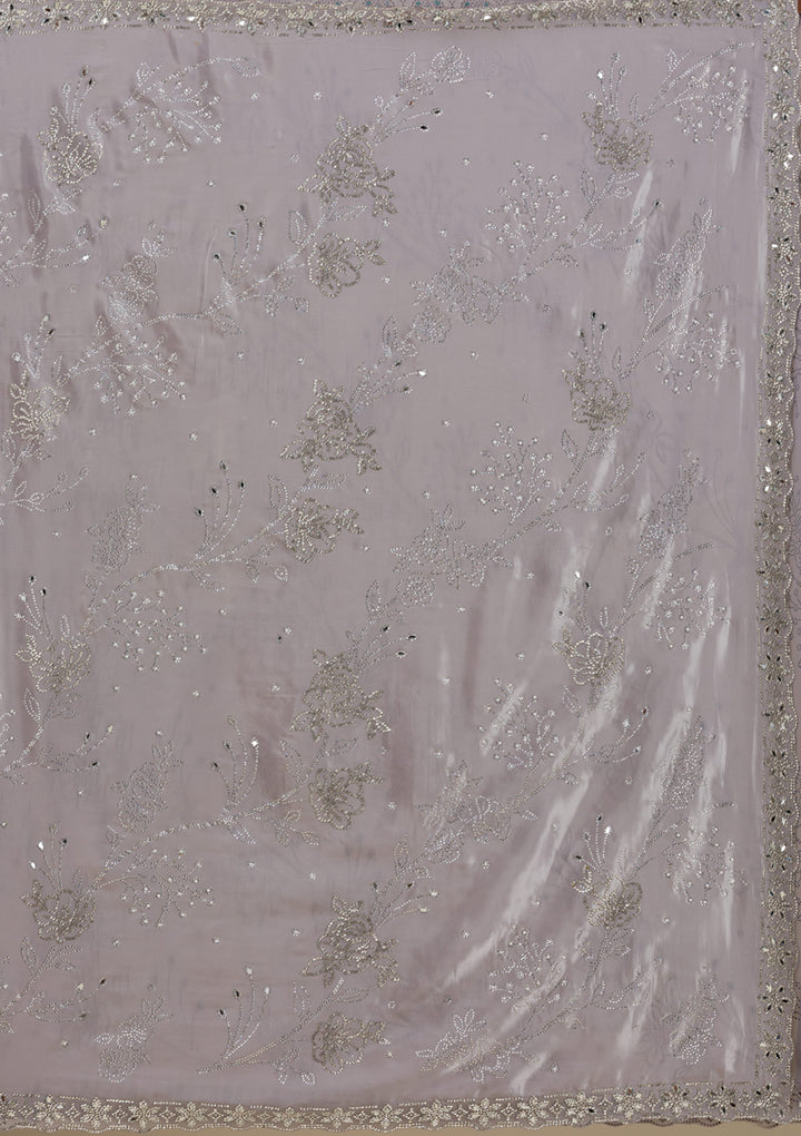 Grey Stonework Satin Saree