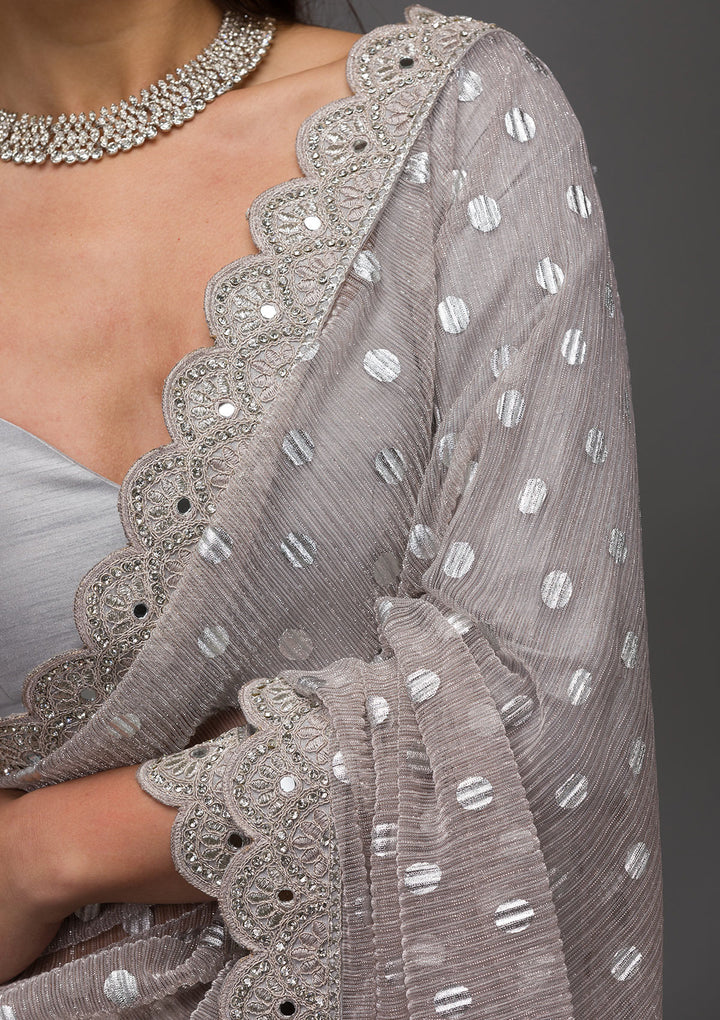 Grey Stonework Shimmer Georgette Saree