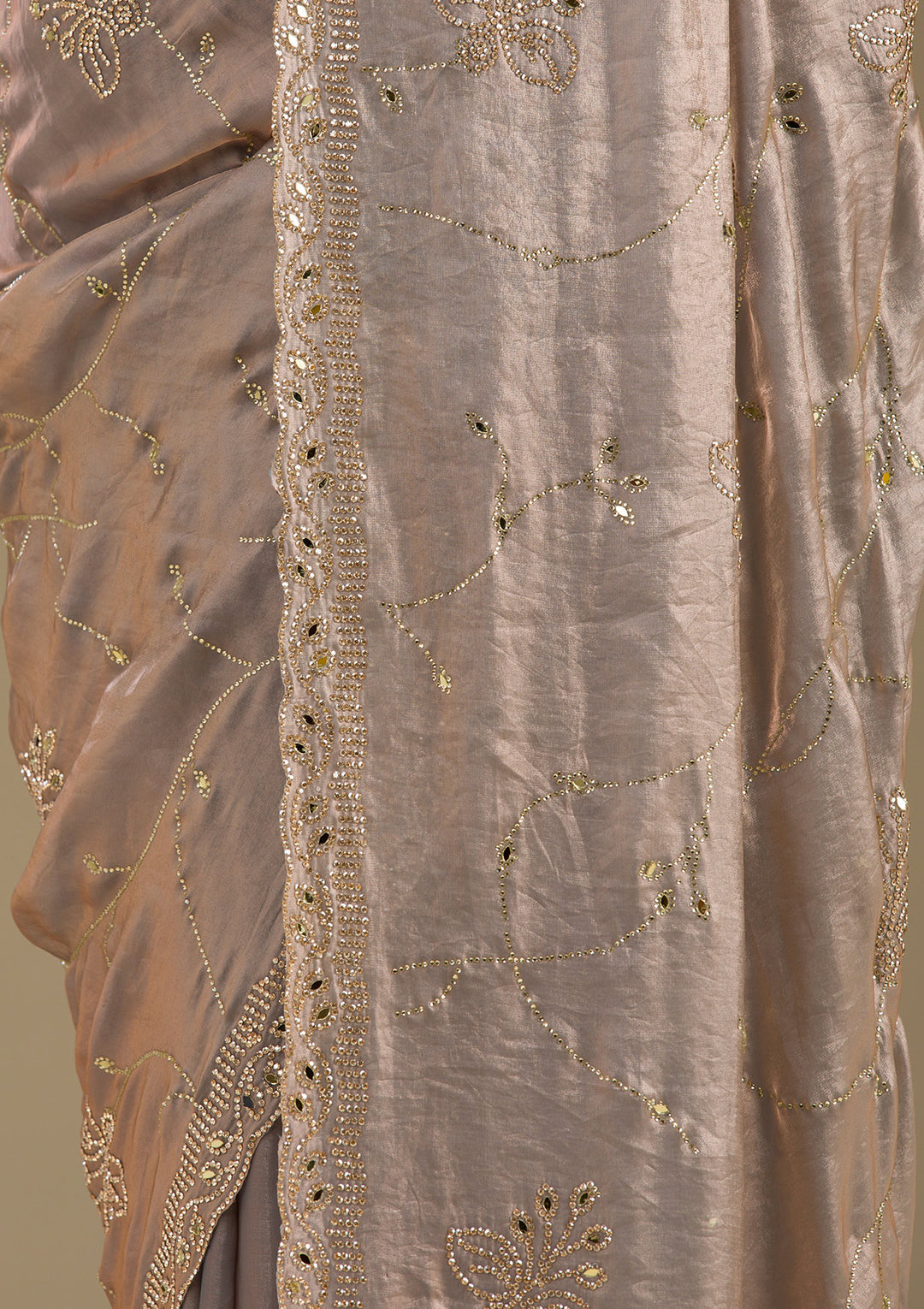 Grey Stonework Tissue Saree