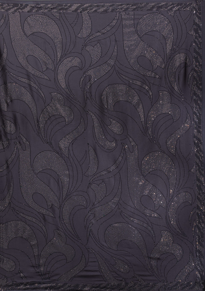 Grey Swarovski Satin Saree