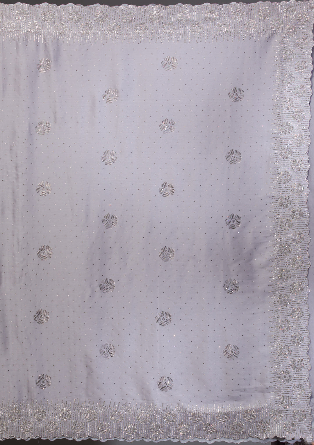 Grey Swarovski Satin Saree