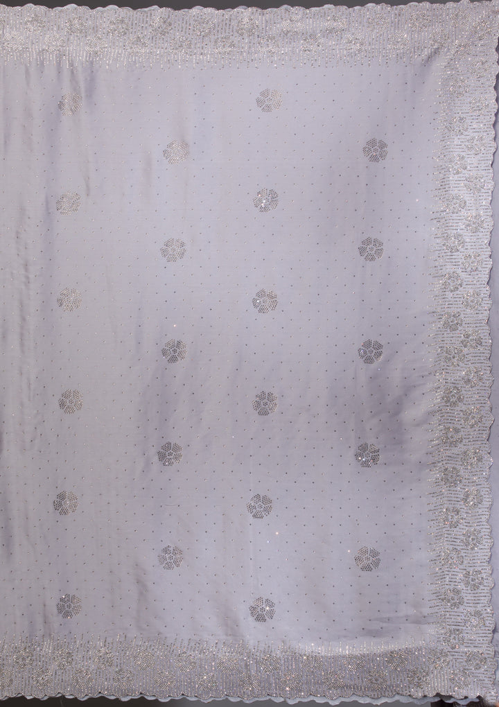 Grey Swarovski Satin Saree