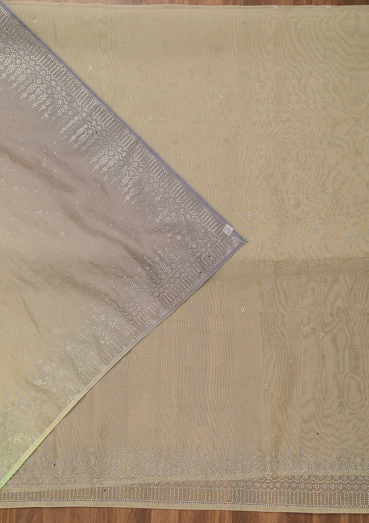 Grey Swarovski Tissue Unstitched Salwar Suit