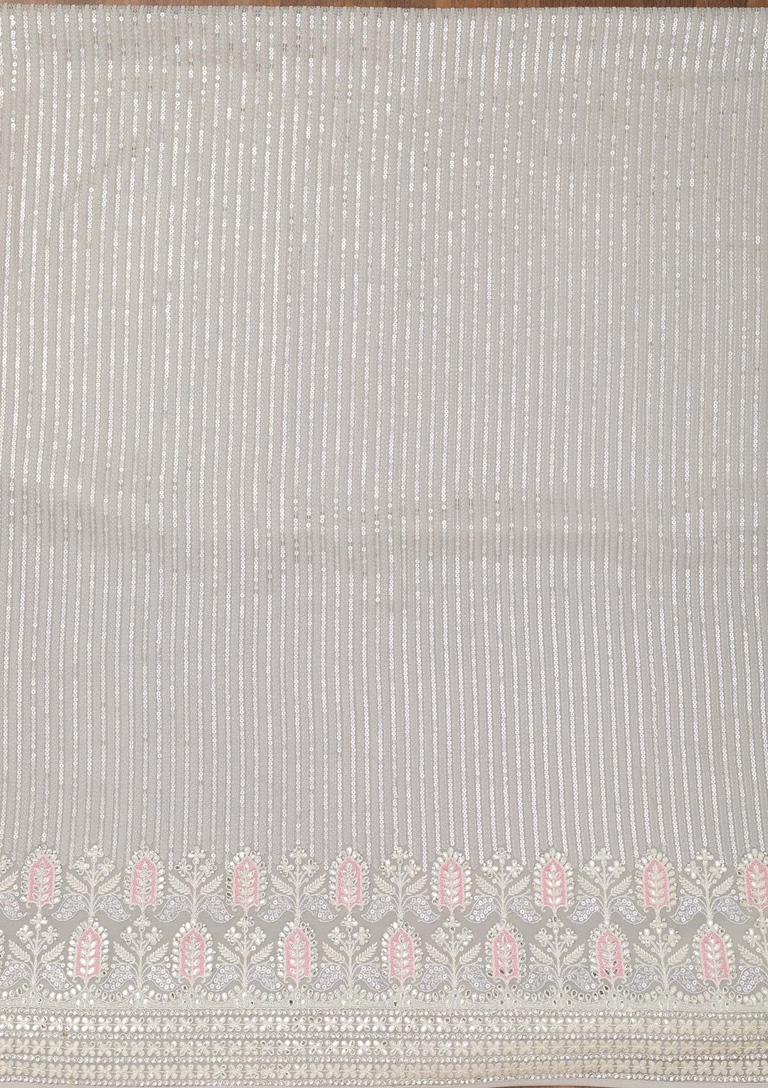 Grey Threadwork Georgette Unstitched Salwar Suit
