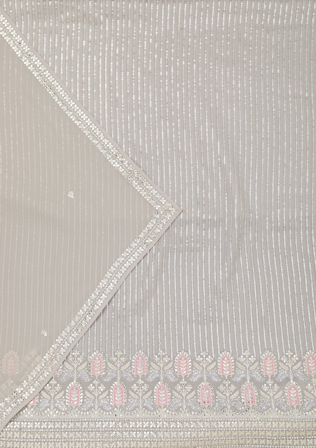Grey Threadwork Georgette Unstitched Salwar Suit