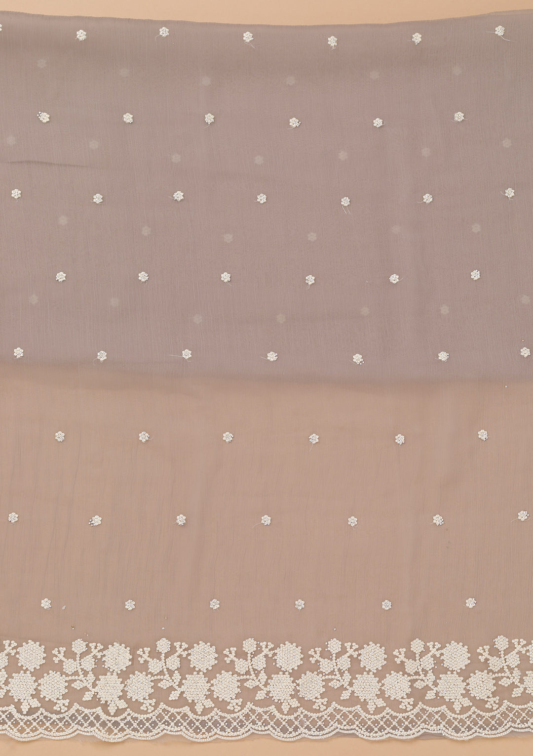 Grey Threadwork Semi Crepe Unstitched Salwar Suit