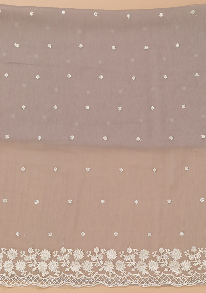 Grey Threadwork Semi Crepe Unstitched Salwar Suit