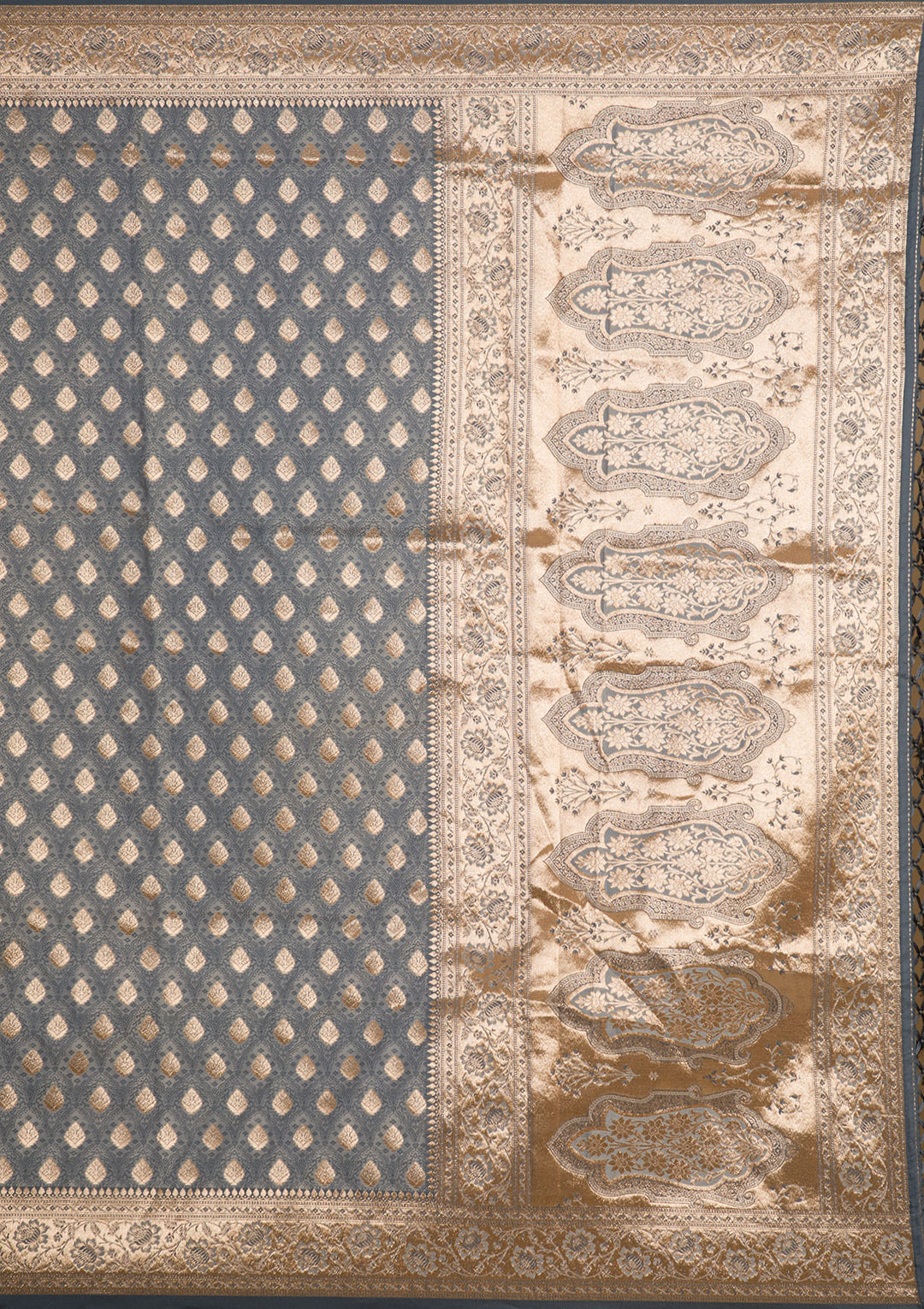 Grey Zariwork Silk Saree