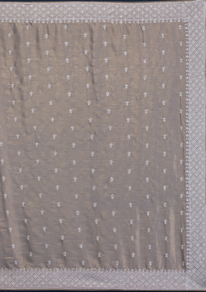 Grey Zariwork Chiffon Saree