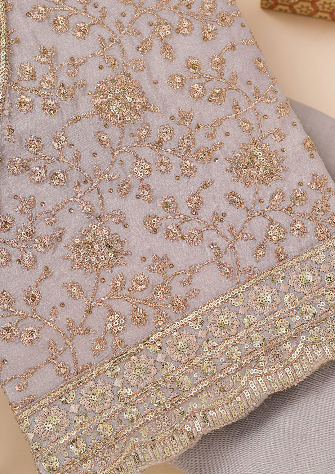 Grey Zariwork Georgette Unstitched Salwar Suit