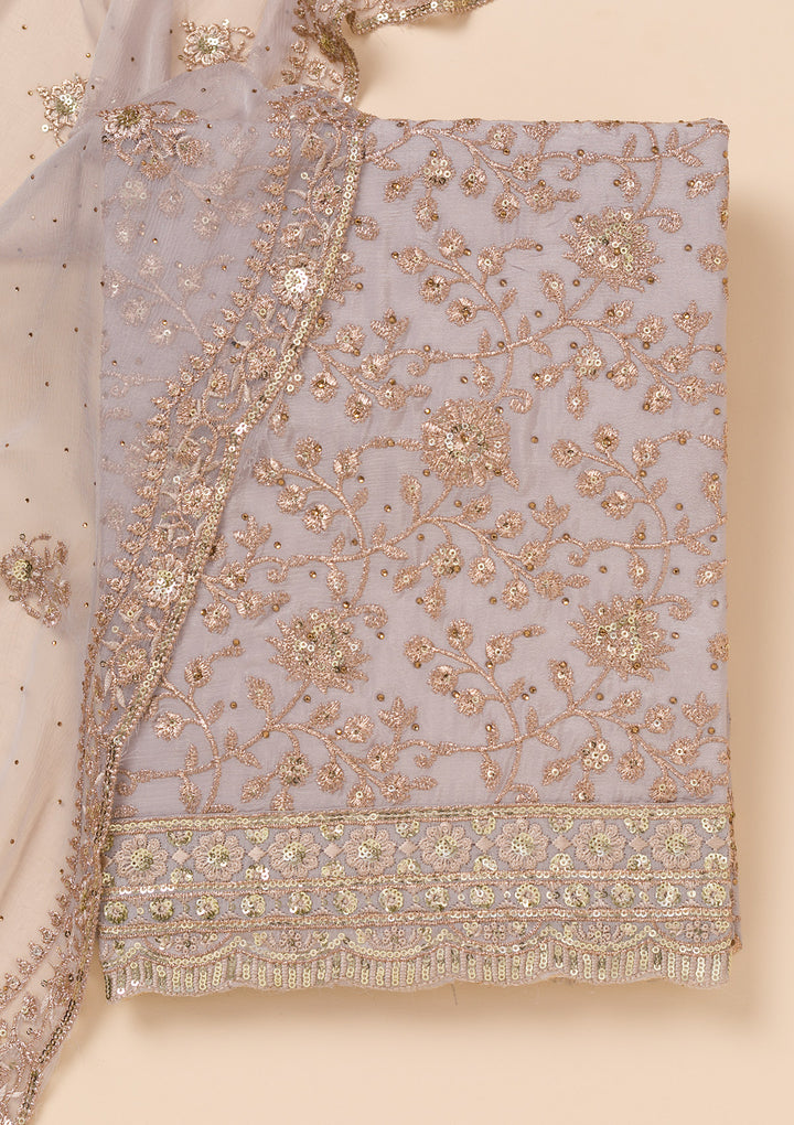 Grey Zariwork Georgette Unstitched Salwar Suit