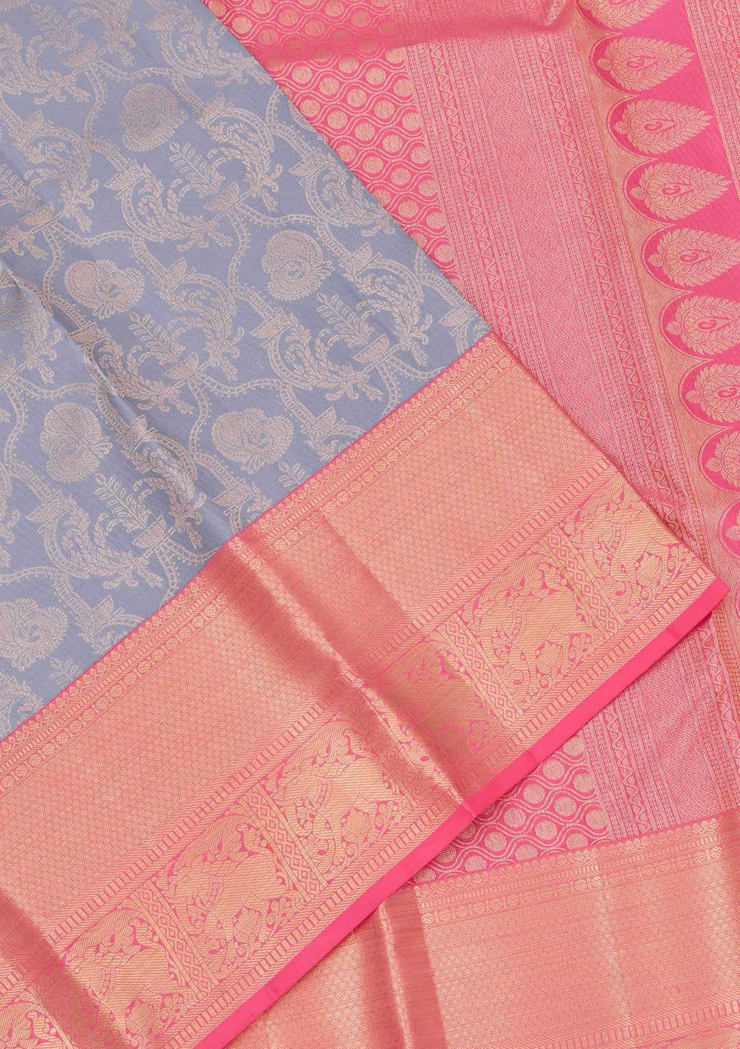 Grey Zariwork Pure Silk Saree