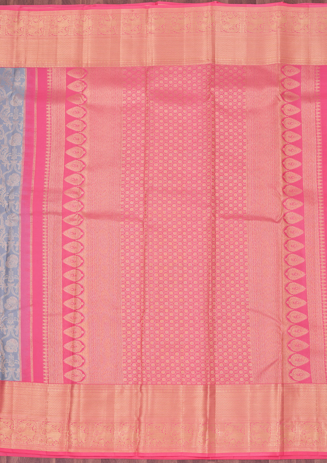 Grey Zariwork Pure Silk Saree