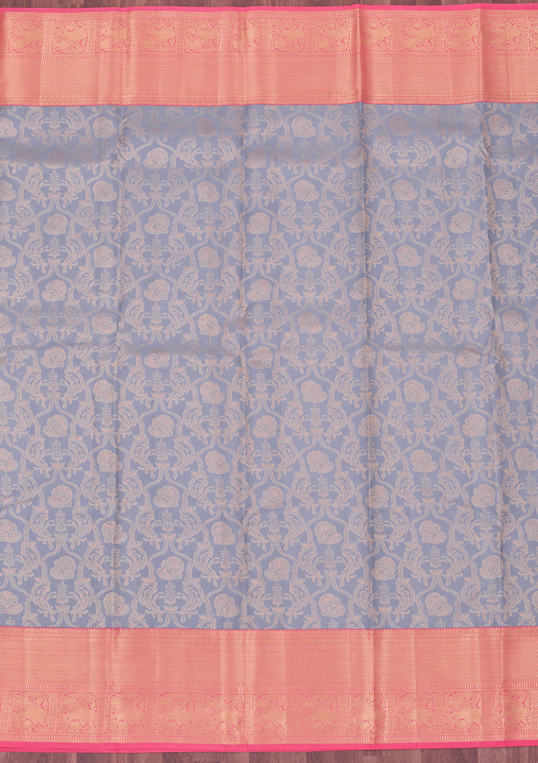 Grey Zariwork Pure Silk Saree