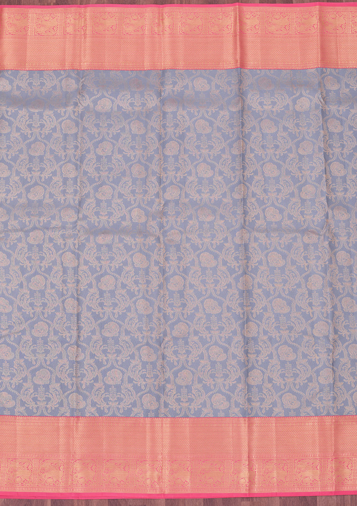 Grey Zariwork Pure Silk Saree