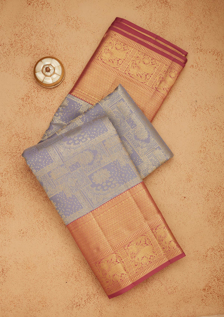 Grey Zariwork Pure Silk Saree