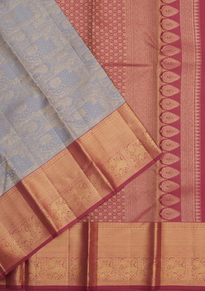 Grey Zariwork Pure Silk Saree