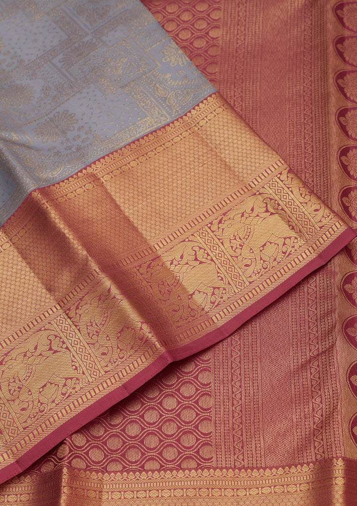 Grey Zariwork Pure Silk Saree