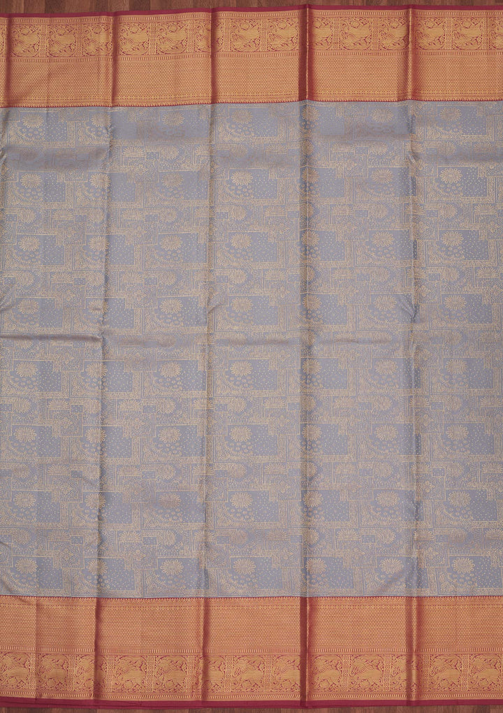 Grey Zariwork Pure Silk Saree