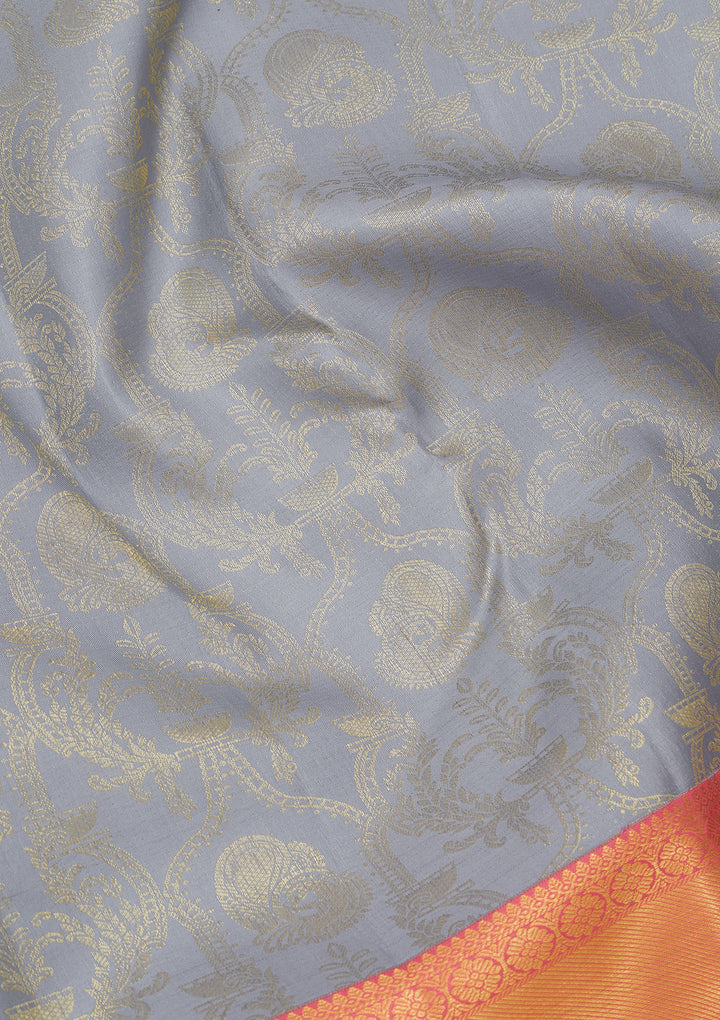 Grey Zariwork Pure Silk Saree