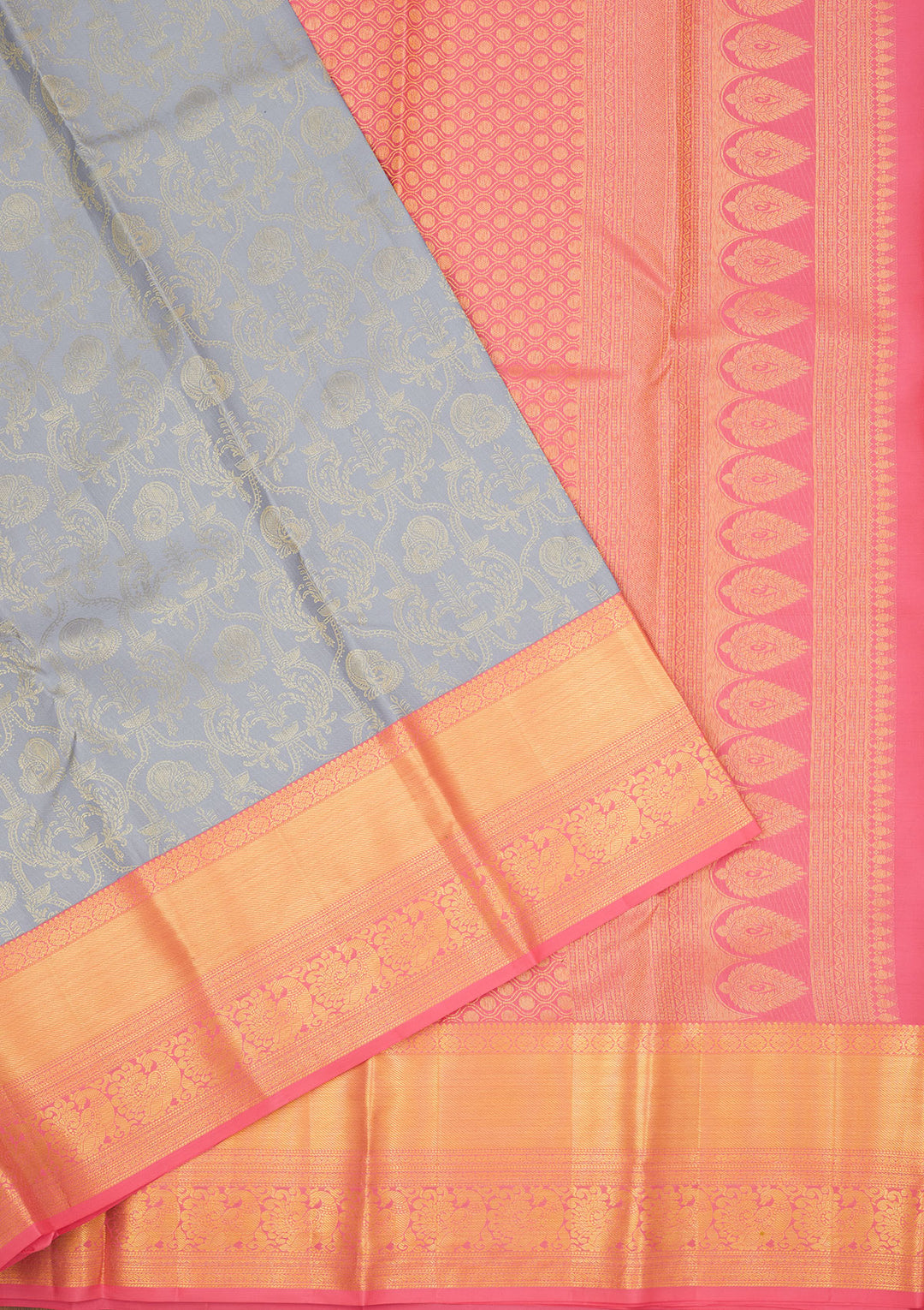 Grey Zariwork Pure Silk Saree