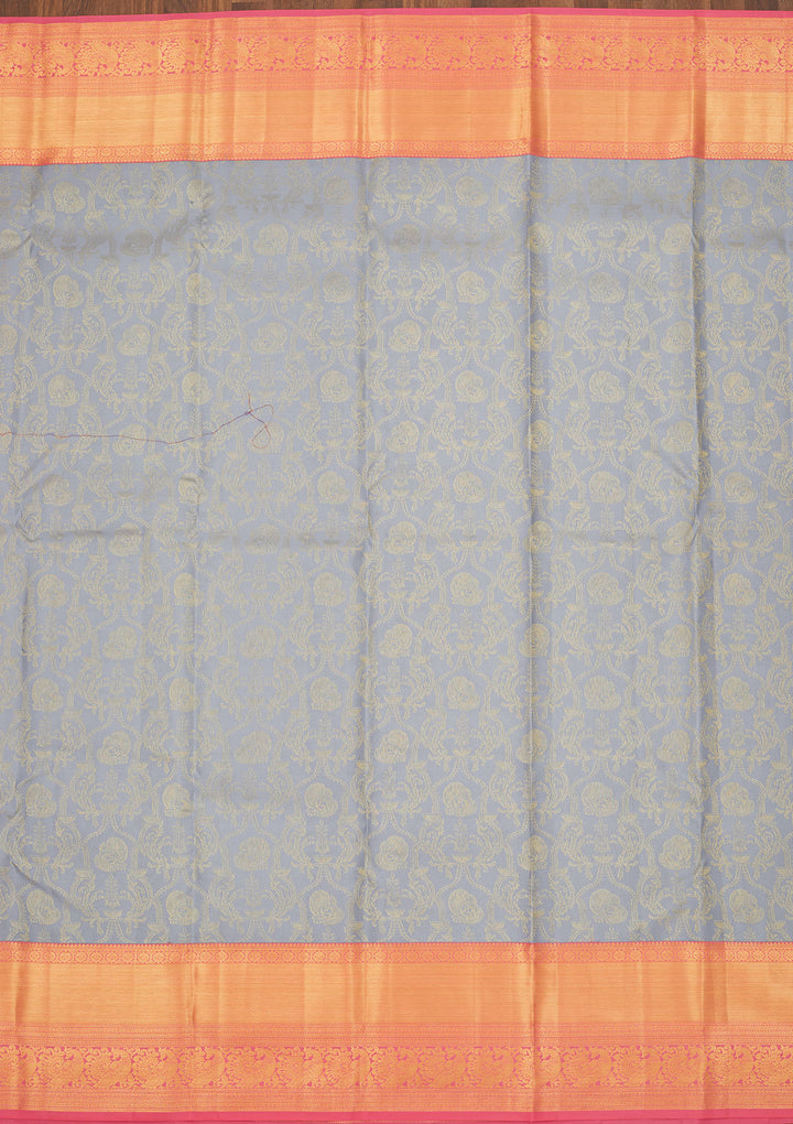 Grey Zariwork Pure Silk Saree