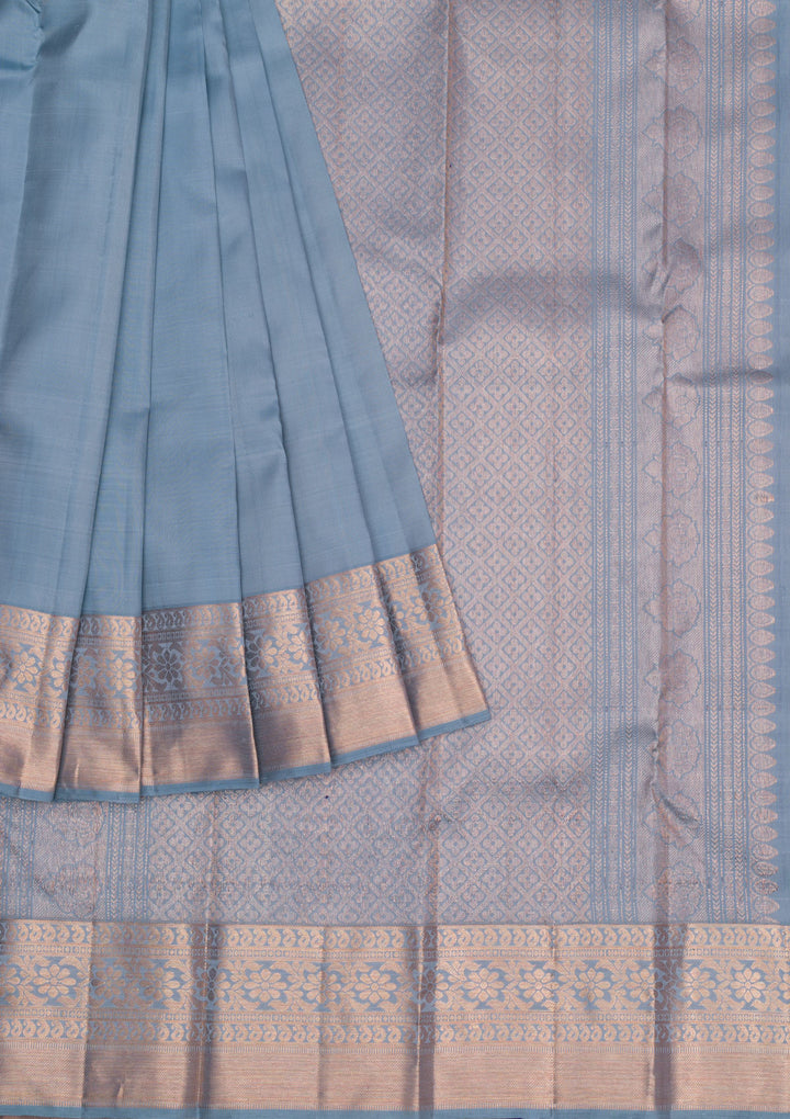 Grey Copper Zariwork Banarasi Pure Silk Saree