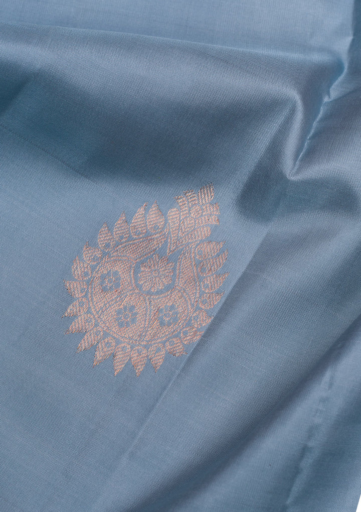 Grey Copper Zariwork Banarasi Pure Silk Saree