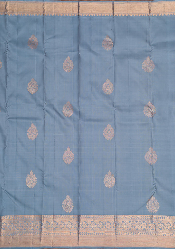 Grey Copper Zariwork Banarasi Pure Silk Saree