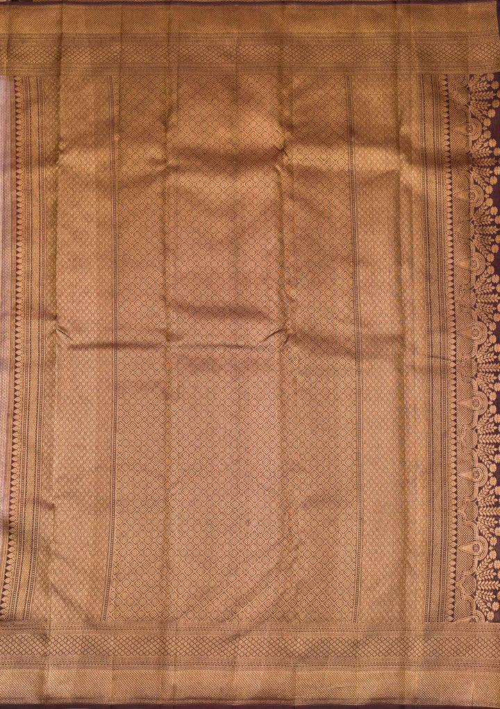 Grey Copper Zariwork Pure Silk Saree