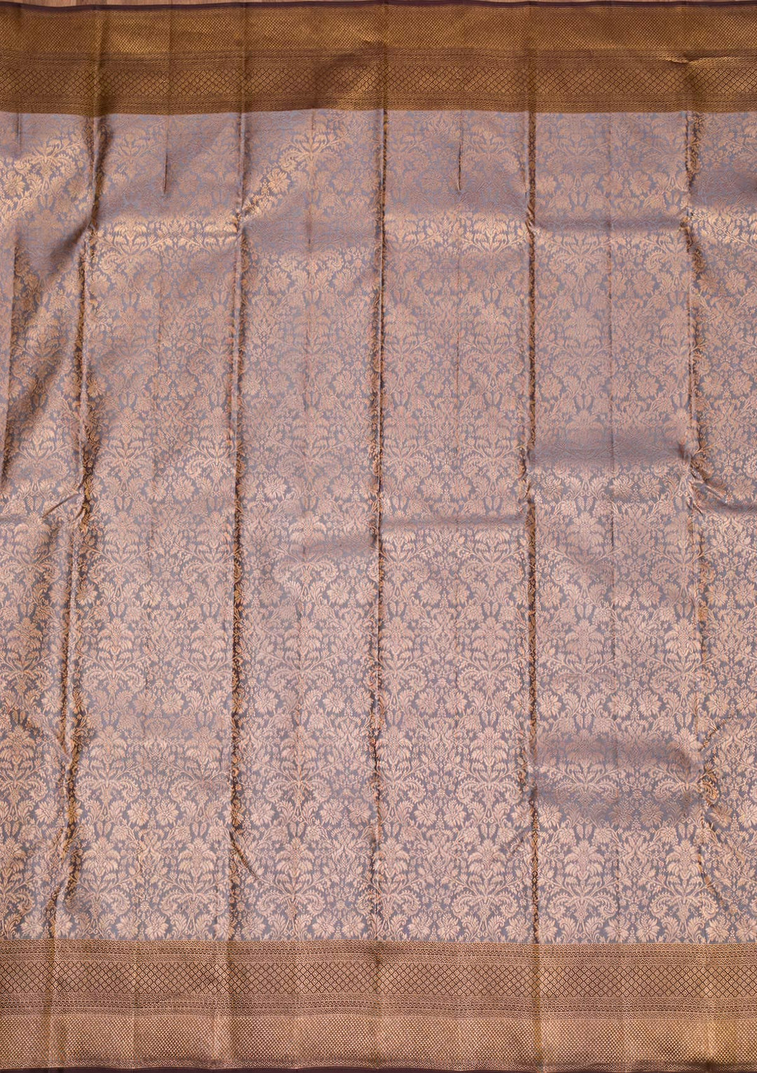 Grey Copper Zariwork Pure Silk Saree