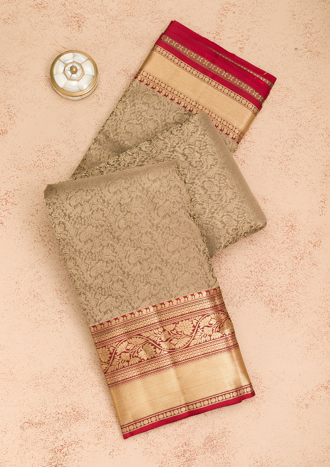 Grey Zariwork Pure Silk Saree