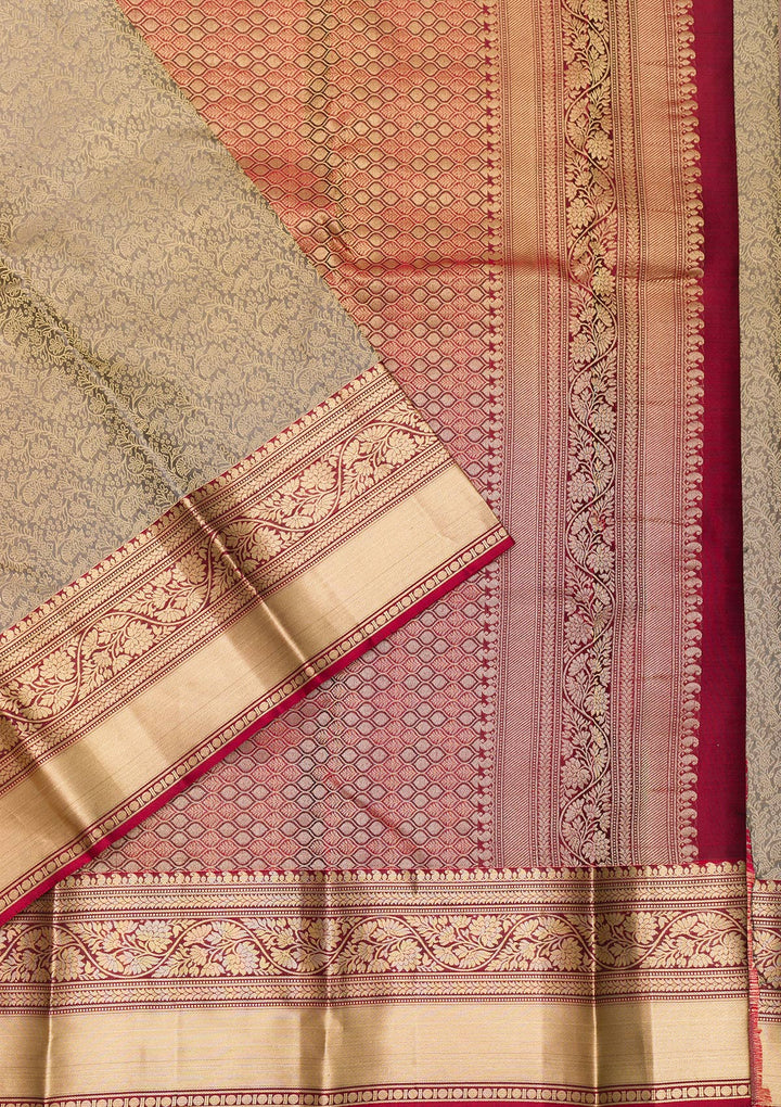 Grey Zariwork Pure Silk Saree