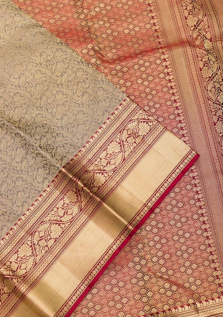 Grey Zariwork Pure Silk Saree