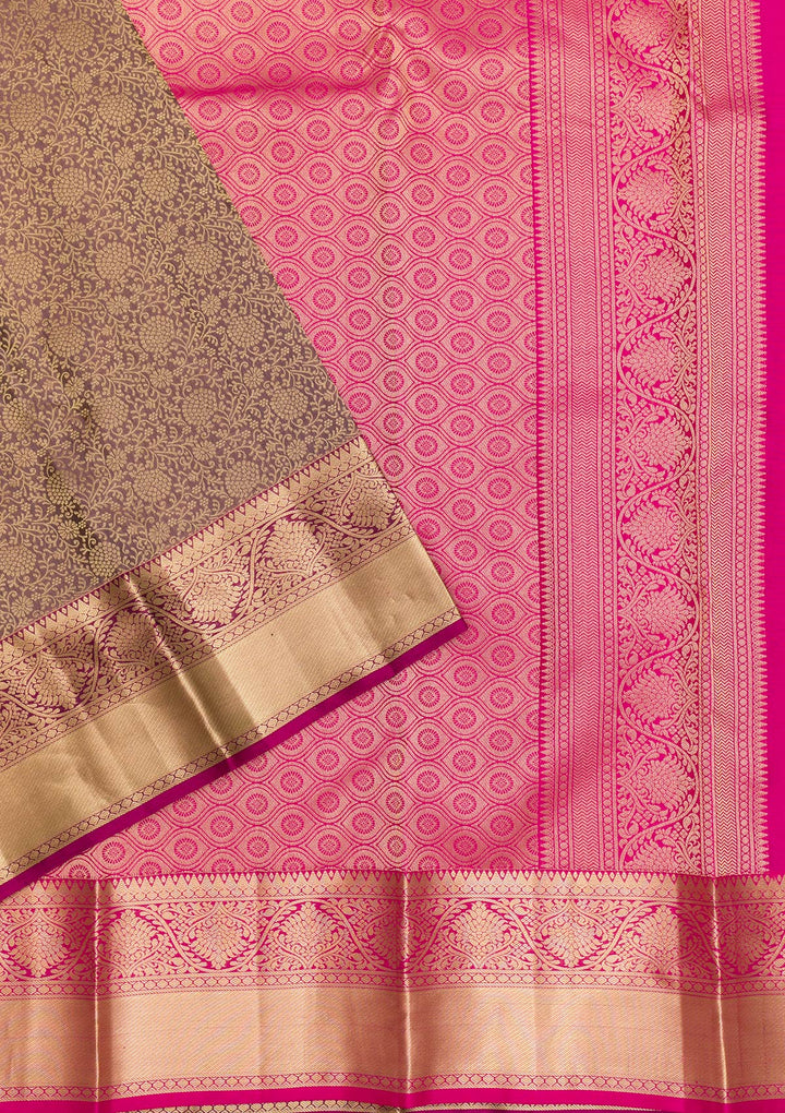 Grey Zariwork Pure Silk Saree-Koskii