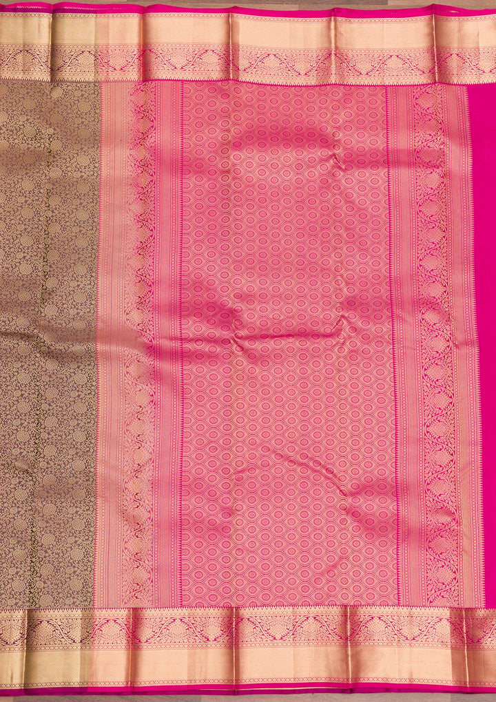 Grey Zariwork Pure Silk Saree-Koskii