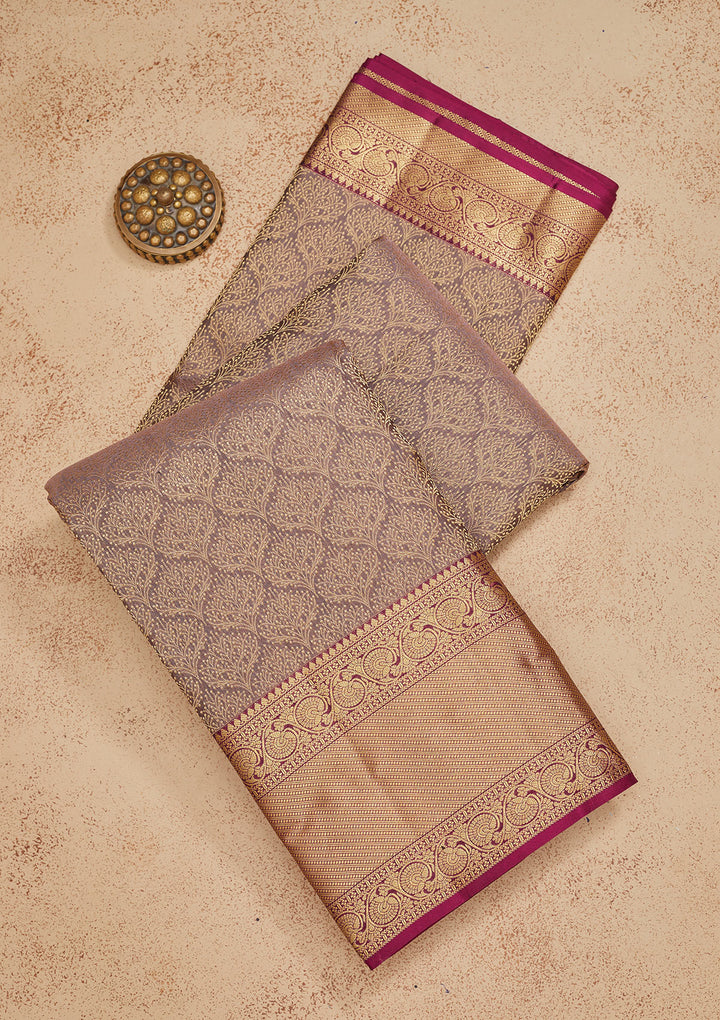 Grey Zariwork Pure Silk Saree