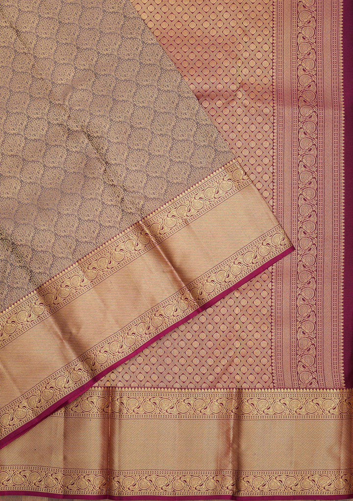 Grey Zariwork Pure Silk Saree